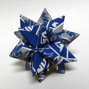Medium Origami Star Made From Licensed Detroit Lions Paper, Detroit Football Ornament, Detroit Lions Decoration