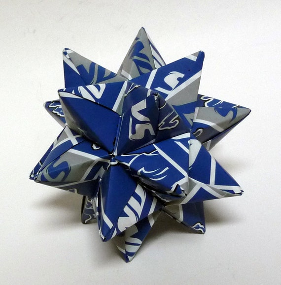 Medium Origami Star Made From Licensed Detroit Lions Paper Etsy