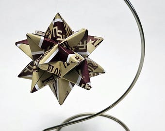 Small Origami Star Made From Licensed Florida State University Seminoles Paper, Seminoles Ornament, FSU Seminoles Star, Seminoles Decoration