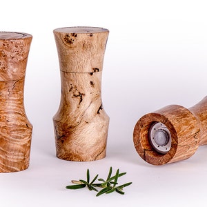 6" tall burl wood Portland Peppermill Company Salt or Pepper mill ceramic grinder lifetime warranty CrushGrind Maple burl