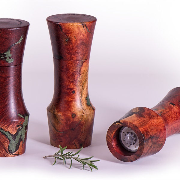 8" tall Manzanita burl wood Portland Peppermill Company Salt or Pepper mill ceramic grinder lifetime warranty CrushGrind