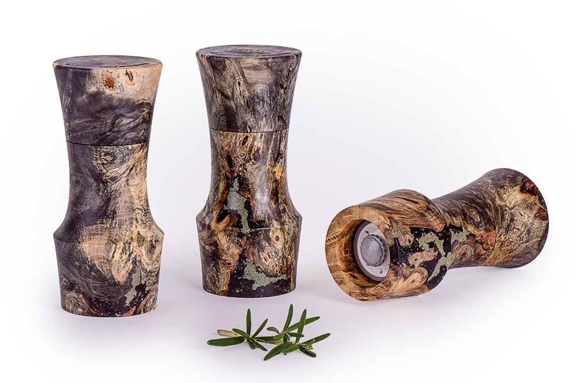 6 Tall Buckeye Burl Wood Portland Peppermill Company Salt or Pepper