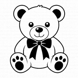 Nallebjörn SVG, sött gosedjur fluga PNG, babyshower barnrum design klippfil för Cricut silhuett sublimering, omedelbar nedladdning