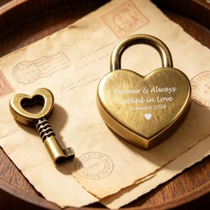 Individuell graviertes Herzschloss, personalisiertes Liebesschloss, Geschenk zum Hochzeitstag für Paare, Symbol der Liebe, romantisches Erinnerungsgeschenk