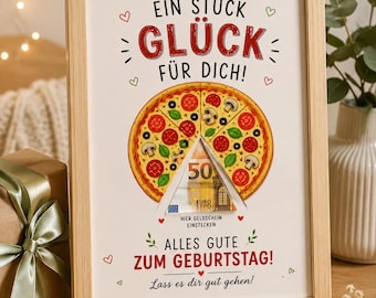 Geldgeschenk Geburtstag Pizza | Geldgeschenk zum Ausdrucken | Geburtstagsgeschenk Geld | A4 PDF Sofortdownload