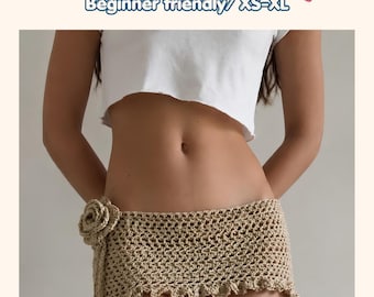 Crochet Wrap Mini Skirt Pattern PDF | Beginner Friendly | Adjustable XS–XL | Digital Download