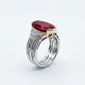Oval Deep Red Ruby Ring, Vintage Statement Cocktail Ring, Sterling Silver Gothic Band