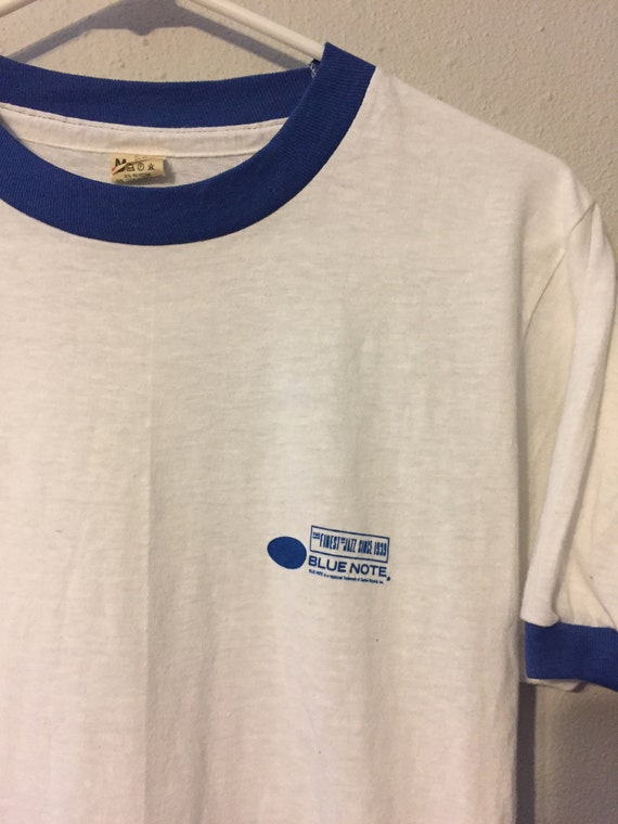 Vintage 1980s Blue Note Jazz Label Ringer T-Shirt