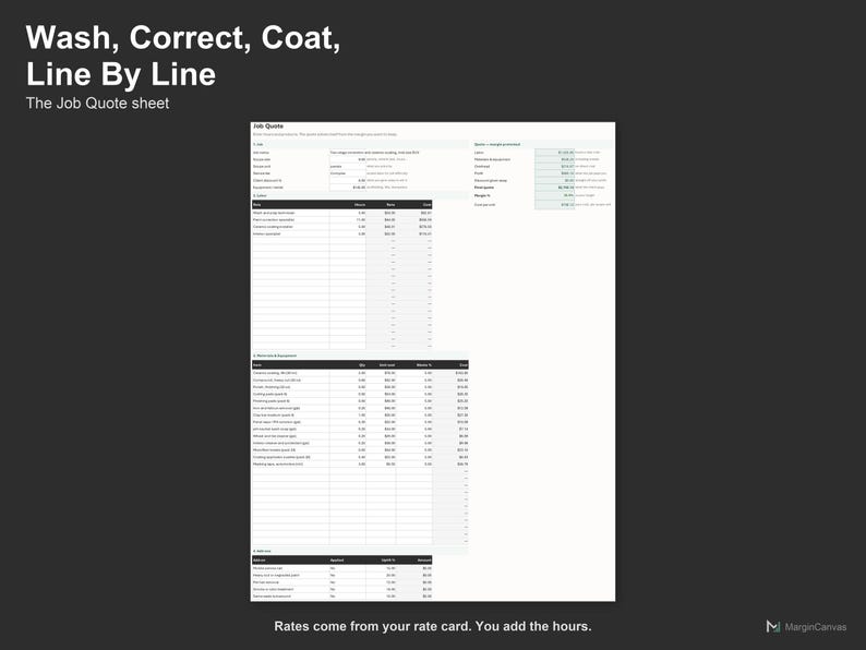 Auto Detailing Pricing Calculator - Detailing Business Quote Spreadsheet, Excel and Google Sheets, Instant Digital Download image 3