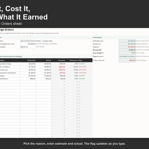 Change Order Tracker Spreadsheet - Construction Change Order Log, Excel and Google Sheets, Instant Digital Download Bild 3