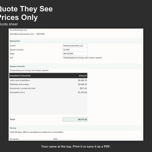 Painting Quote Calculator - Painting Estimate Spreadsheet for Contractors, Excel and Google Sheets, Instant Digital Download image 4