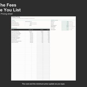 Etsy Fee Calculator - Pricing and Profit Spreadsheet for Etsy Sellers, Excel and Google Sheets, Instant Digital Download imagen 3