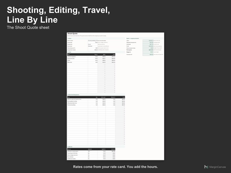Photography Pricing Calculator - Package Quote Spreadsheet for Photographers, Excel and Google Sheets, Instant Digital Download image 3