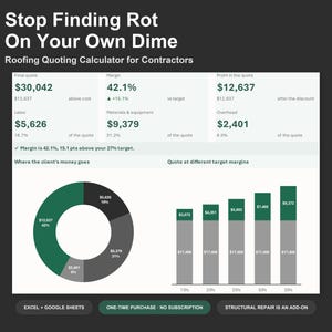 Roofing Quote Calculator - Roofing Estimate Spreadsheet for Contractors, Excel and Google Sheets, Instant Digital Download 画像 1