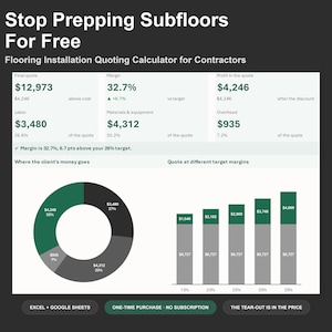 Flooring Quote Calculator - Flooring Installation Estimate Spreadsheet for Contractors, Excel and Google Sheets, Instant Digital Download imagen 1