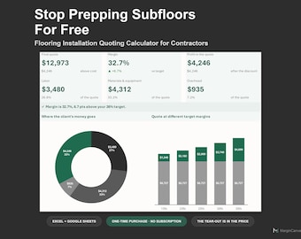 Flooring Quote Calculator - Flooring Installation Estimate Spreadsheet for Contractors, Excel and Google Sheets, Instant Digital Download