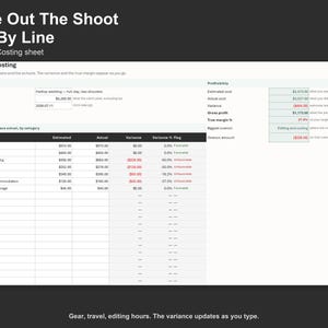 Photography Shoot Profitability Spreadsheet - Job Costing Tracker for Photographers, Excel and Google Sheets, Instant Digital Download bild 3