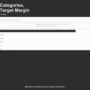 Landscaping Job Costing Spreadsheet - Job Cost and Profit Tracker for Landscapers, Excel and Google Sheets, Instant Digital Download image 5