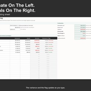Construction Job Costing Spreadsheet - Job Cost and Profit Tracker, Excel and Google Sheets, Instant Digital Download Bild 3