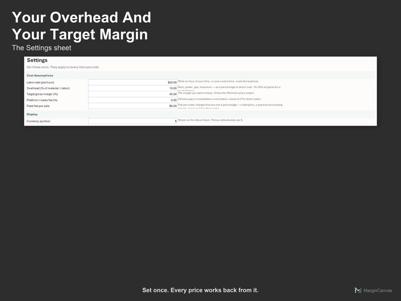 Cost Per Item Calculator - Simple Product Cost and Pricing Spreadsheet for Makers, Excel and Google Sheets, Instant Digital Download image 5