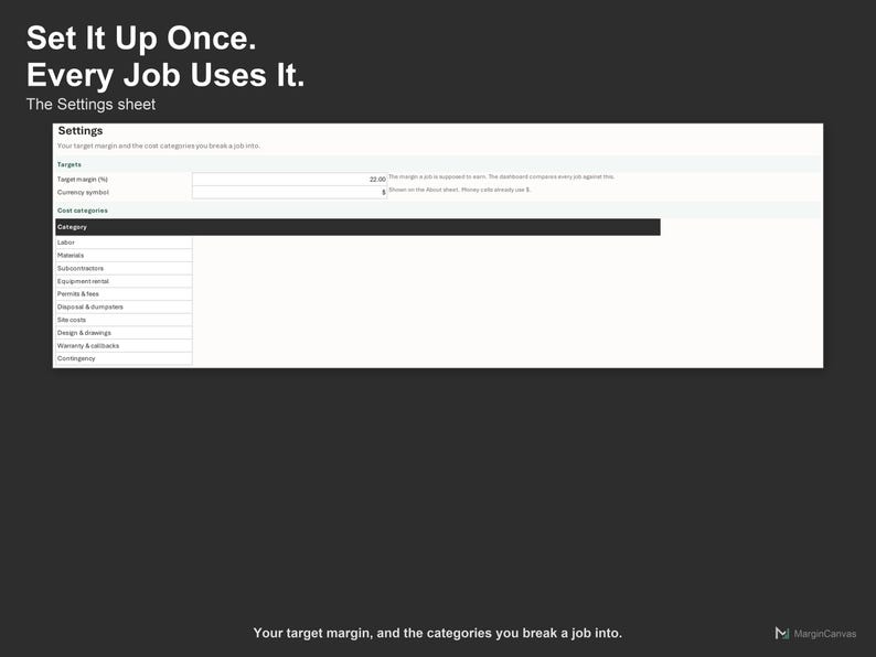 Construction Job Costing Spreadsheet - Job Cost and Profit Tracker, Excel and Google Sheets, Instant Digital Download Bild 5