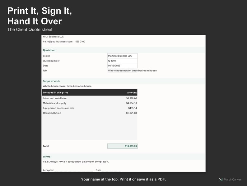 Electrical Quote Calculator - Electrical Estimating Spreadsheet for Electricians, Excel and Google Sheets, Instant Digital Download afbeelding 4