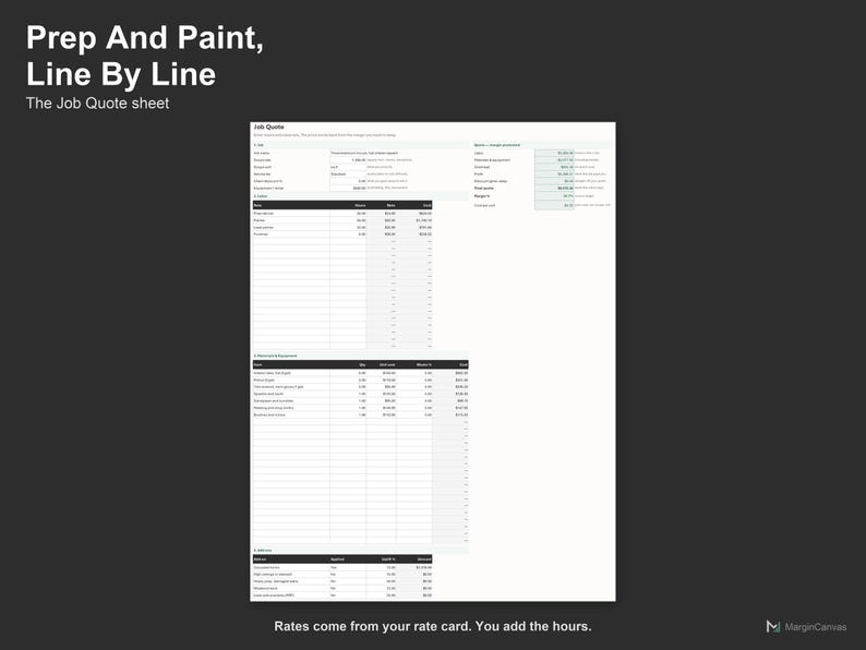 Painting Quote Calculator - Painting Estimate Spreadsheet for Contractors, Excel and Google Sheets, Instant Digital Download image 3