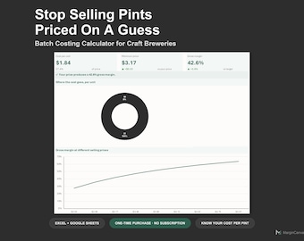 Brewery Cost Calculator - Batch Costing and Beer Pricing Spreadsheet for Craft Breweries, Excel and Google Sheets, Instant Digital Download