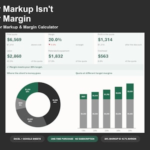 Contractor Markup and Margin Calculator - Job Pricing Spreadsheet for Trades, Excel and Google Sheets, Instant Digital Download image 1