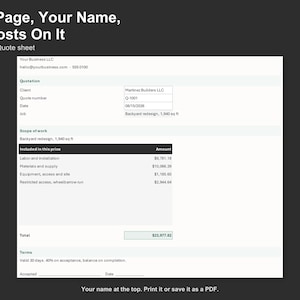 Landscaping Quote Calculator - Landscaping Estimate Spreadsheet for Contractors, Excel and Google Sheets, Instant Digital Download image 4
