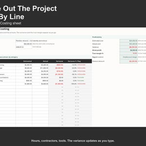 Lönsamhetsspårare för byråprojekt - Projektkostnadskalkylblad för byråer, Excel och Google Sheets, omedelbar digital nedladdning bild 3