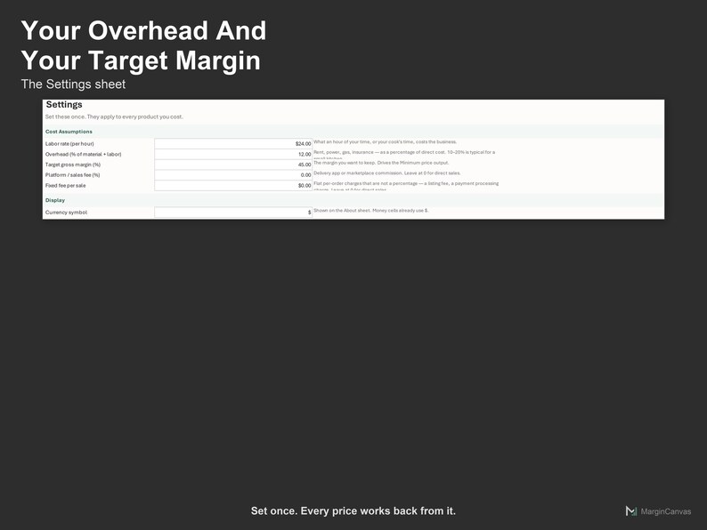 COGS Calculator - Handmade Product Cost and Pricing Spreadsheet for Makers, Excel and Google Sheets, Instant Digital Download image 5