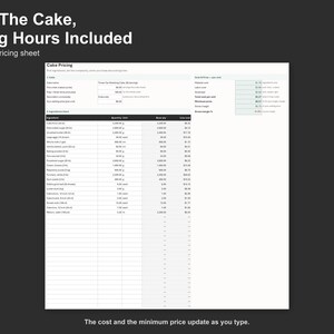 Kuchenpreisrechner – Individuelle Preiskalkulation für Bäcker (Excel und Google Sheets), sofortiger digitaler Download Bild 3
