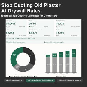 Electrical Quote Calculator - Electrical Estimating Spreadsheet for Electricians, Excel and Google Sheets, Instant Digital Download afbeelding 1
