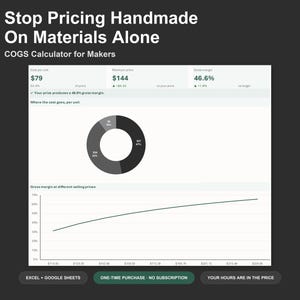 COGS Calculator - Handmade Product Cost and Pricing Spreadsheet for Makers, Excel and Google Sheets, Instant Digital Download image 1