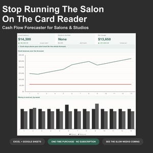Foglio di calcolo per la previsione del flusso di cassa di saloni di bellezza e studi professionali, compatibile con Excel e Fogli Google, download digitale immediato. immagine 1