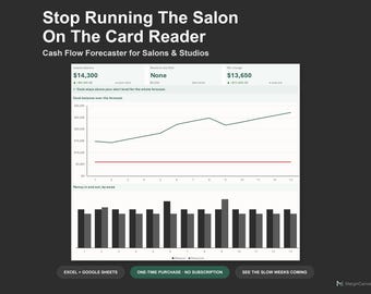 Salon Cash Flow Spreadsheet - Cash Flow Forecast for Salons and Studios, Excel and Google Sheets, Instant Digital Download