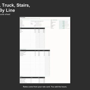 Moving Company Quote Calculator - Moving Estimate Spreadsheet for Movers, Excel and Google Sheets, Instant Digital Download afbeelding 3