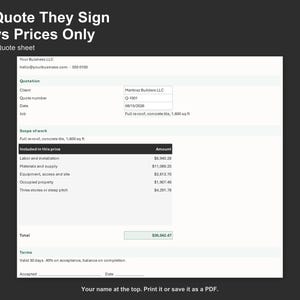 Roofing Quote Calculator - Roofing Estimate Spreadsheet for Contractors, Excel and Google Sheets, Instant Digital Download 画像 4