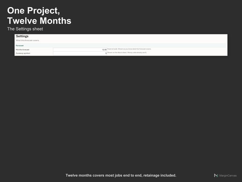 Construction Cash Flow Spreadsheet - Project Cash Flow Forecast for Contractors, Excel and Google Sheets, Instant Digital Download image 5