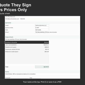 Photography Pricing Calculator - Package Quote Spreadsheet for Photographers, Excel and Google Sheets, Instant Digital Download image 4
