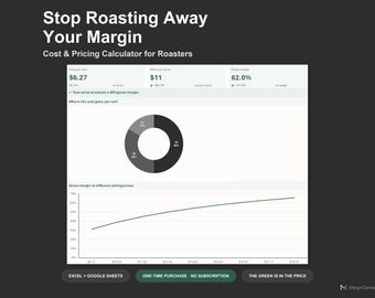 Coffee Roastery Pricing Calculator - Coffee Cost and Margin Spreadsheet for Roasters, Excel and Google Sheets, Instant Digital Download