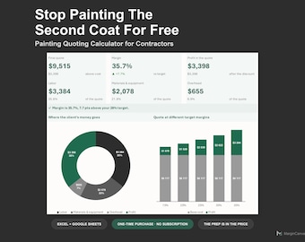 Painting Quote Calculator - Painting Estimate Spreadsheet for Contractors, Excel and Google Sheets, Instant Digital Download