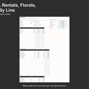 Event Quote Calculator - Wedding and Event Planner Pricing Spreadsheet, Excel and Google Sheets, Instant Digital Download image 3