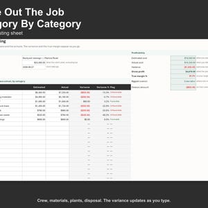 Landscaping Job Costing Spreadsheet - Job Cost and Profit Tracker for Landscapers, Excel and Google Sheets, Instant Digital Download image 3