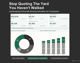 Landscaping Quote Calculator - Landscaping Estimate Spreadsheet for Contractors, Excel and Google Sheets, Instant Digital Download