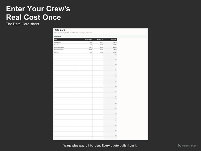 Plumbing Quote Calculator - Plumbing and Heating Estimate Spreadsheet for Contractors, Excel and Google Sheets, Instant Digital Download afbeelding 5