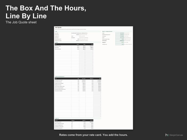 HVAC Quote Calculator - HVAC Estimate Spreadsheet for Contractors and Technicians, Excel and Google Sheets, Instant Digital Download imagen 3
