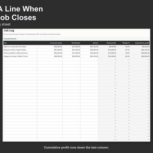 Construction Job Costing Spreadsheet - Job Cost and Profit Tracker, Excel and Google Sheets, Instant Digital Download Bild 4