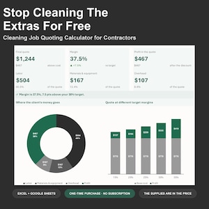 Cleaning Quote Calculator - Cleaning Business Estimate Spreadsheet for Contractors, Excel and Google Sheets, Instant Digital Download bild 1